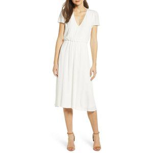 WAYF Designer Midi Ivory Flowy Womens Dress